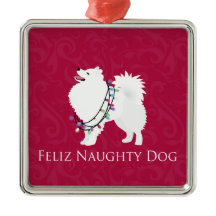 American Eskimo Hund Feliz Naughty Hund jul