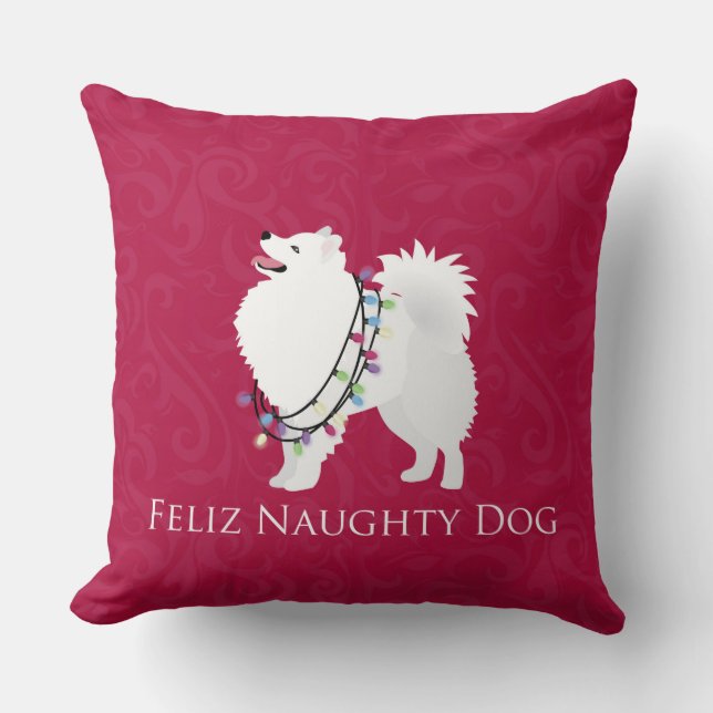 American Eskimo Hund Feliz Naughty Hund jul Kudde (Framsida)