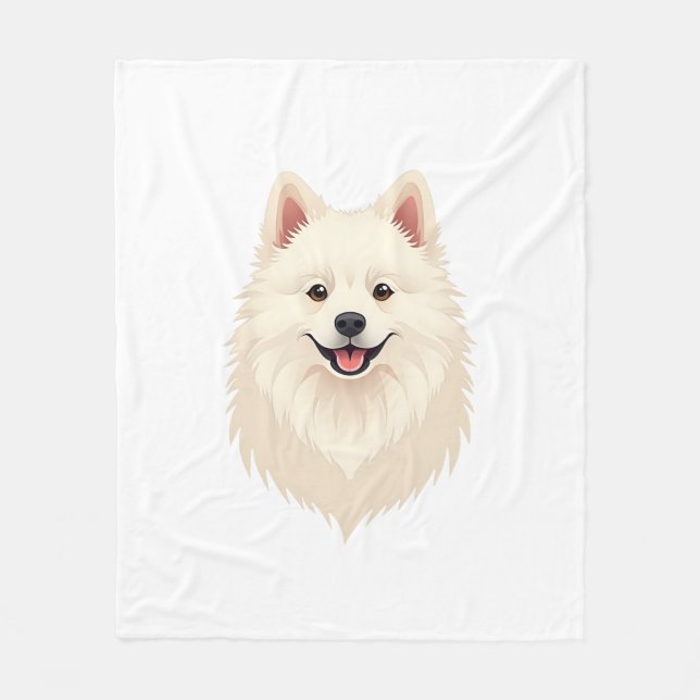 American Eskimo Hund Fleecefilt (Framsidan)
