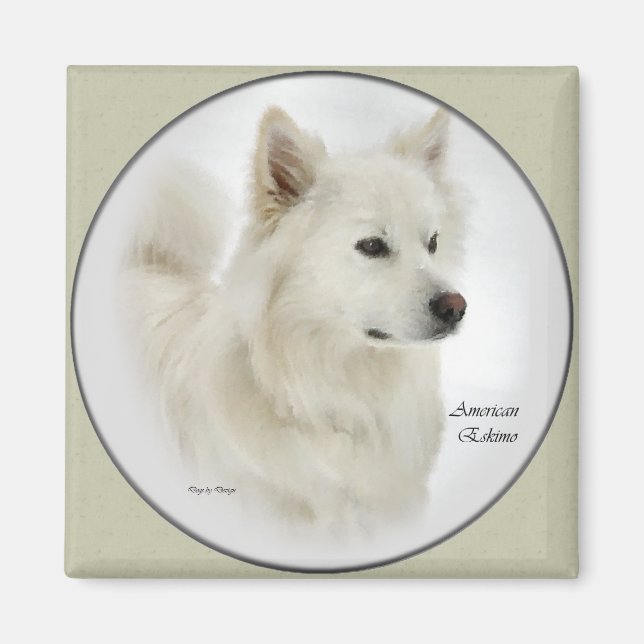 American Eskimo Hund Gifts Art Magnet (Framsidan)