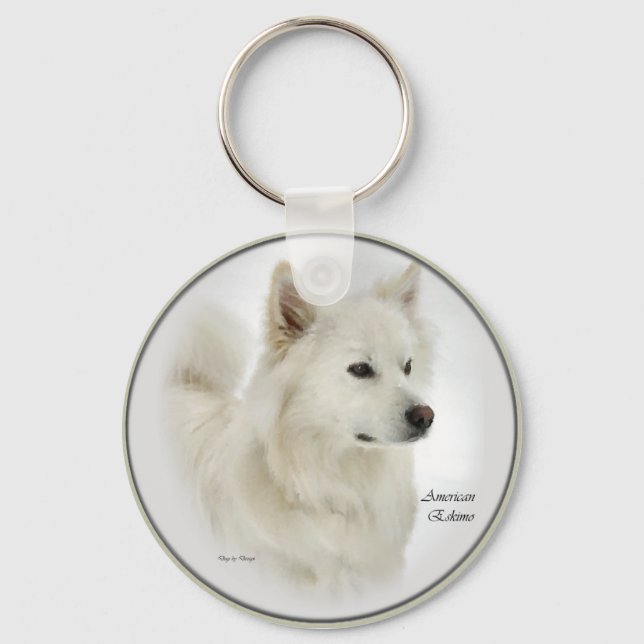 American Eskimo Hund Gifts Art Nyckelring (Framsida)