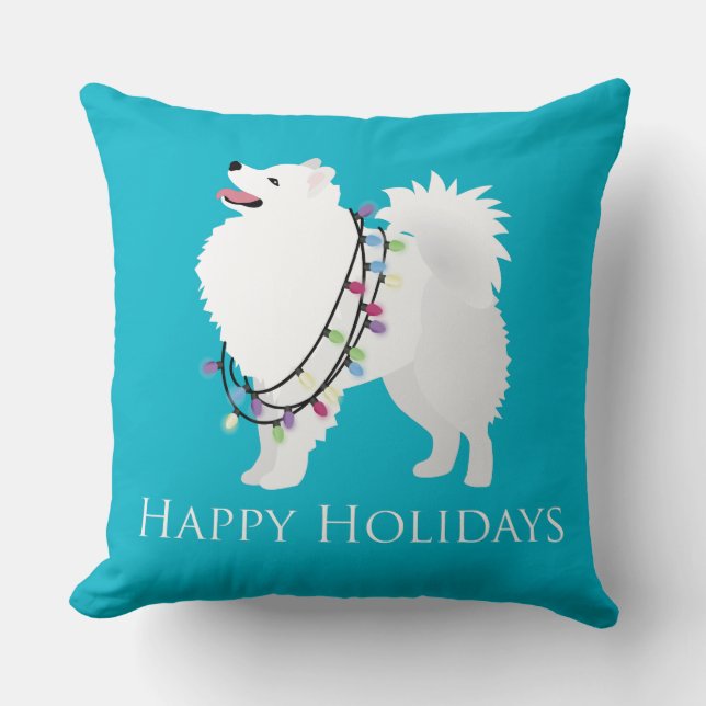 American Eskimo Hund Glad helg Design Kudde (Framsida)