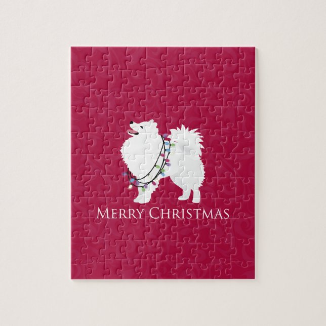 American Eskimo Hund God jul Design Pussel (Vertikal)