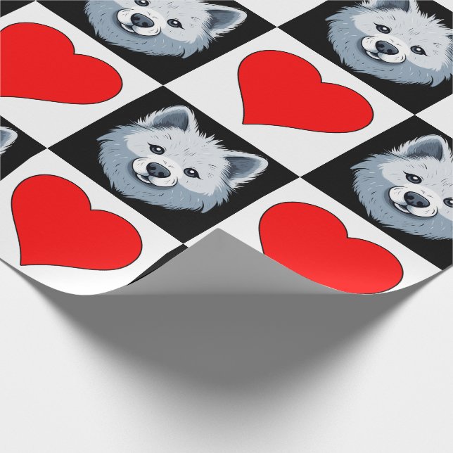 American Eskimo Hund Heart Mönster Cute Puppy Gift Presentpapper (Hörn)