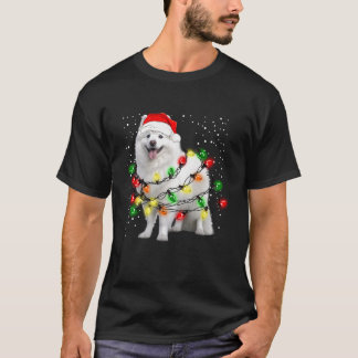 American Eskimo hund med sträng ljus för Christm T Shirt