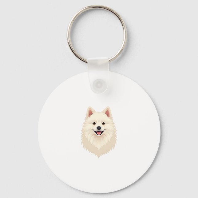 American Eskimo Hund Nyckelring (Framsida)