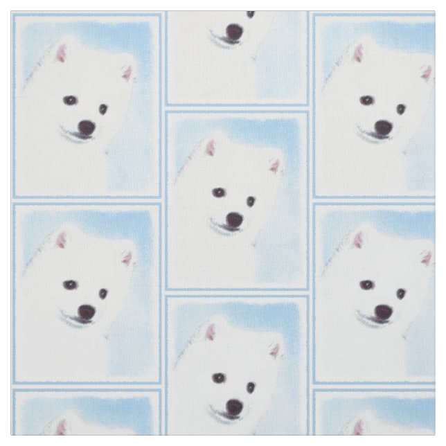 American Eskimo Hund Painting - Original Hund Art Tyg (Provkarta)