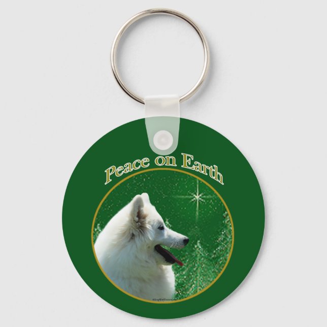 American Eskimo Hund Peace Nyckelring (Framsida)