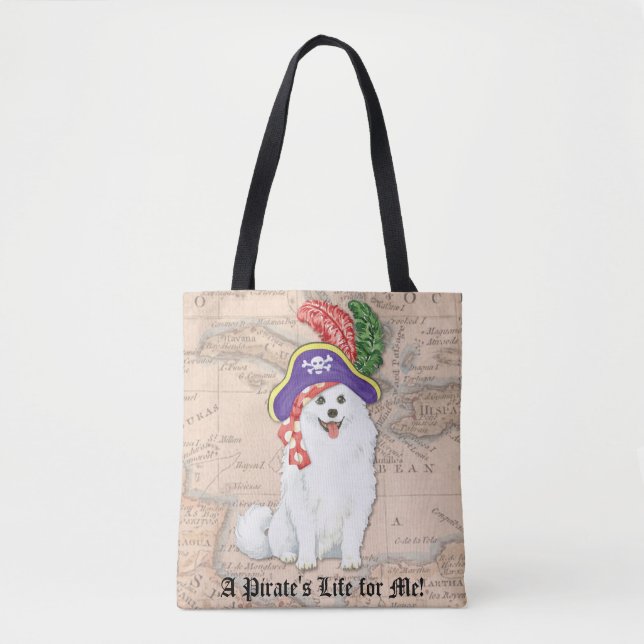 American Eskimo Hund Pirat Tote Bag Tygkasse (Framsida)