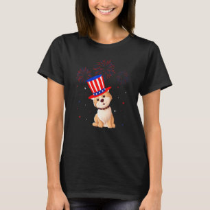 American Eskimo Hund Rött vitt blått Fireworks 4th T Shirt