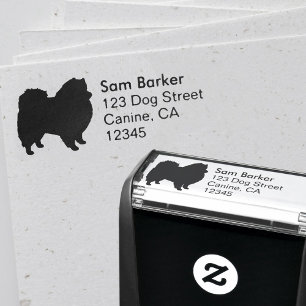 American Eskimo Hund Silhouette Returadress Självfärgande Stämpel