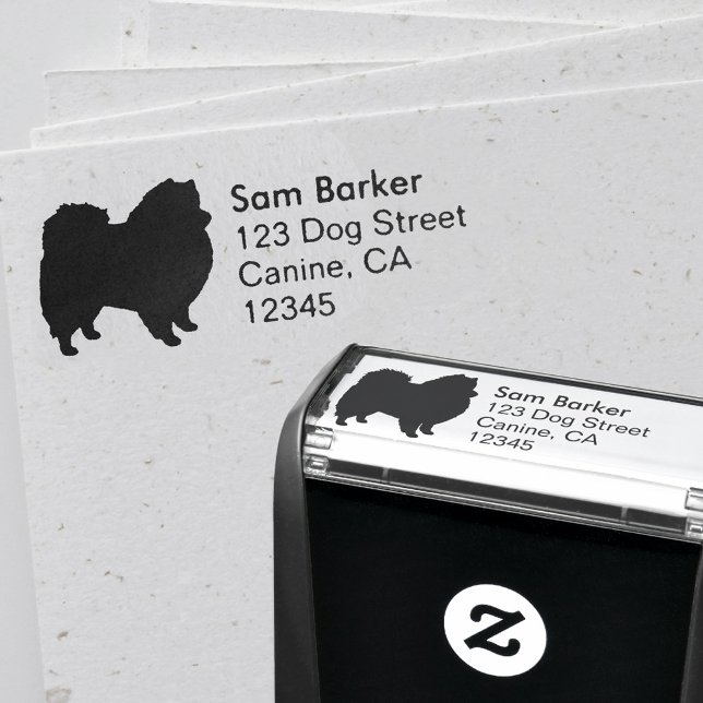 American Eskimo Hund Silhouette Returadress Självfärgande Stämpel (Skapare uppladdad)