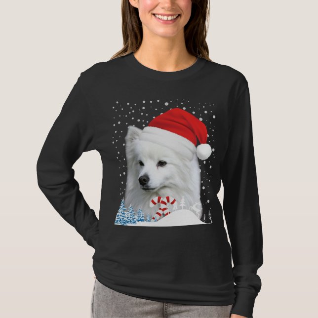 American Eskimo Hund Ugly jul Sweater Santa H T Shirt (Framsida)