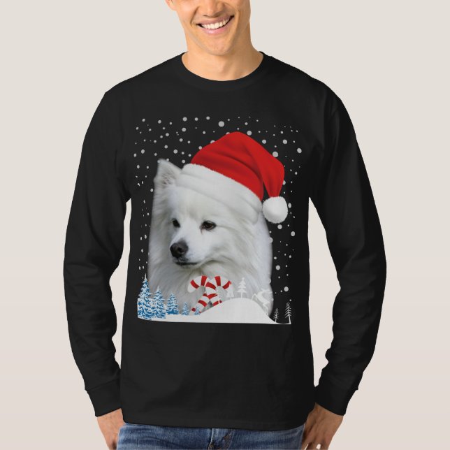 American Eskimo Hund Ugly jul Sweater Santa H T Shirt (Framsida)