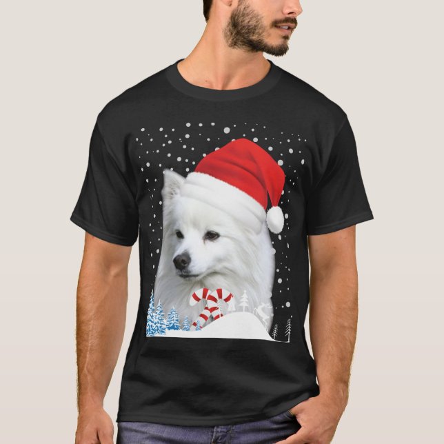 American Eskimo Hund Ugly jul Sweater Santa H T Shirt (Framsida)