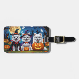 American Eskimo Hundar Pumpkin Halloween Funny Bagagebricka