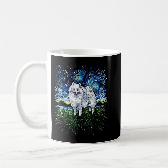 American Eskimo Japansk Spitz Starry Night Hund Ar Kaffemugg (Vänster)