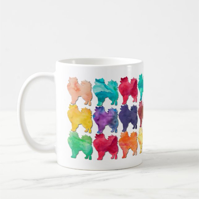 American Eskimo Rainbow Watercolor Design Kaffemugg (Vänster)