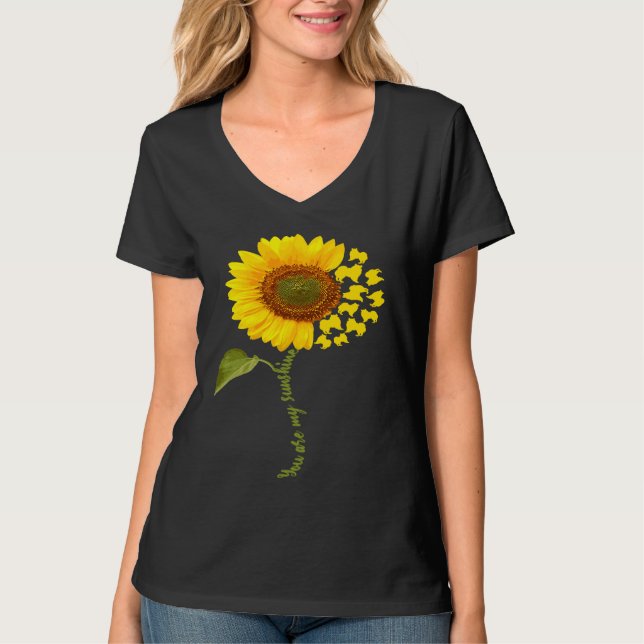 American Eskimo Sunflower Eskie T Shirt (Framsida)
