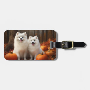 American Eskimo Valp Höstglädje Pumpa Bagagebricka