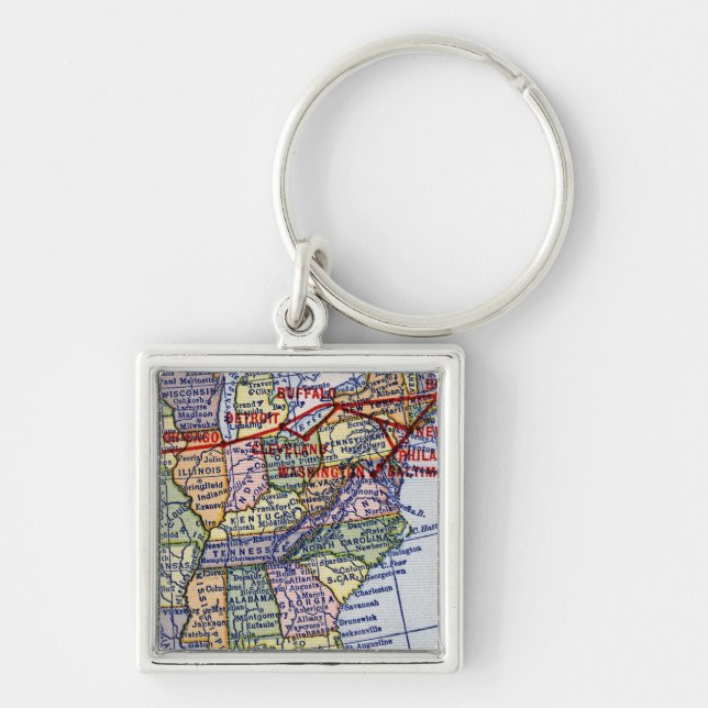 AMERICAN EXPRESS SÄNDNING FYRKANTIG SILVERFÄRGAD NYCKELRING (Framsidan)