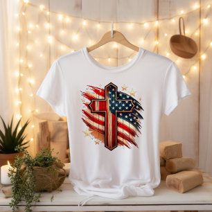 American Faith USA flagga Christian Kor T Shirt