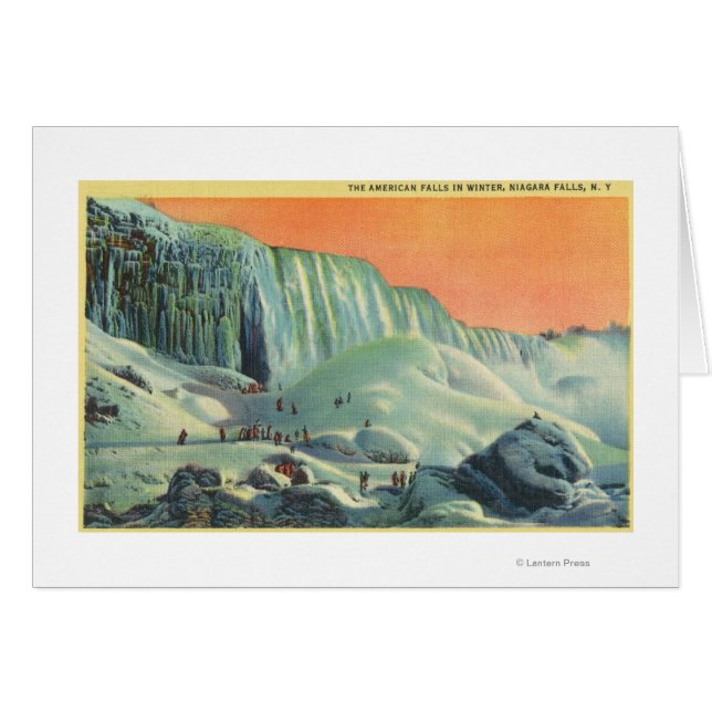 American Falls in Winter with Sunset Hälsningskort (Framsidan Horizontal)