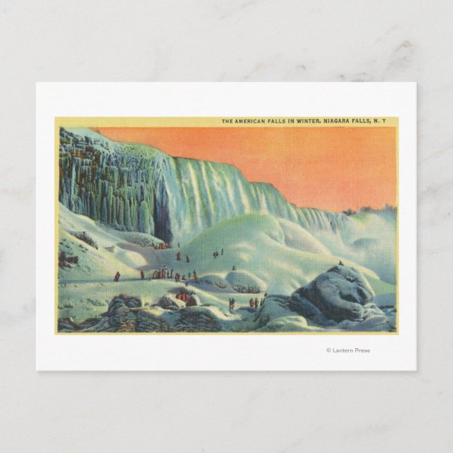 American Falls in Winter with Sunset Vykort (Framsida)