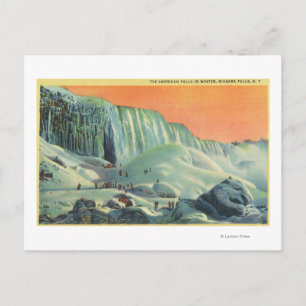 American Falls in Winter with Sunset Vykort