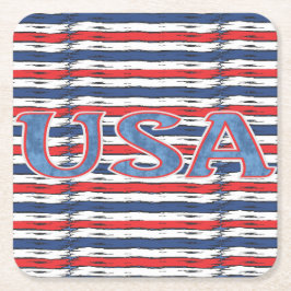 American Family Patriotic Summer Helgdagars Underlägg Papper Kvadrat