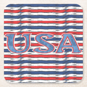 American Family Patriotic Summer Helgdagars Underlägg Papper Kvadrat