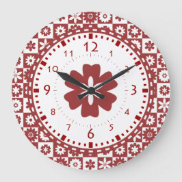 American Farm Land Kitchen Red and White Flower Stor Klocka