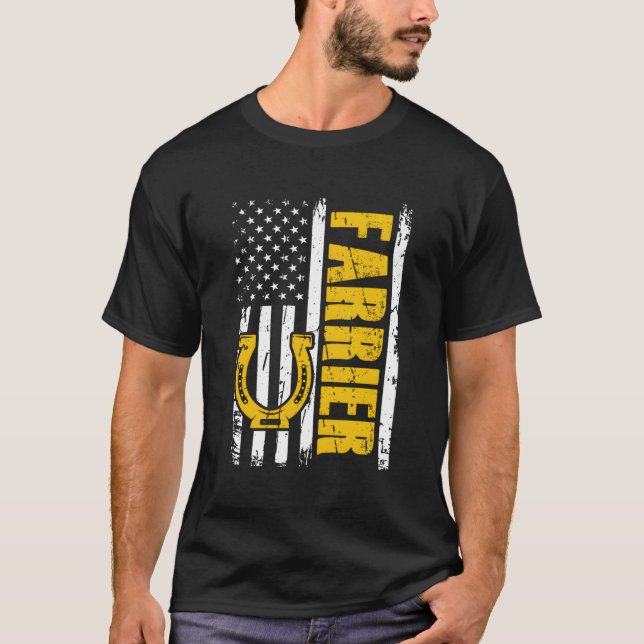 American Farrier USA flagga Horse Shoeing Hoof Tri T Shirt (Framsida)