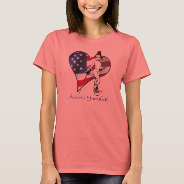 American FencerGrrl - USAHeart Tee (Framsida)