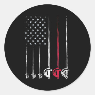 American Fencing Gear Patriotic USA Flag Fencer Runt Klistermärke