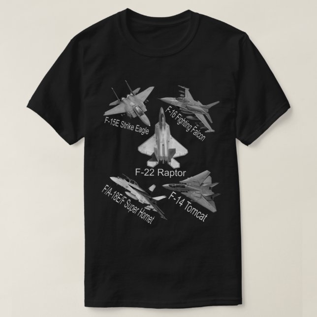 American Fighters Jet F22 Raptor F14 Tomcat Flygpl T Shirt (Design framsida)