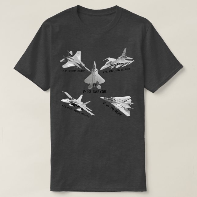 American Fighters Jets F22 Raptor F14 Tomcat Plane T Shirt (Design framsida)
