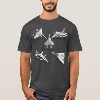 American Fighters Jets F22 Raptor F14 Tomcat Plane T Shirt