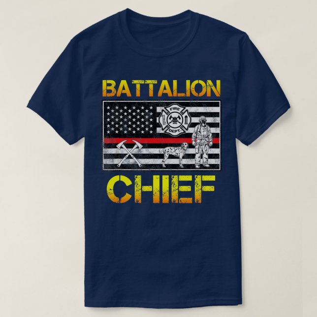 American Firefighter Battalion Chief Fireman Hero T Shirt (Design framsida)