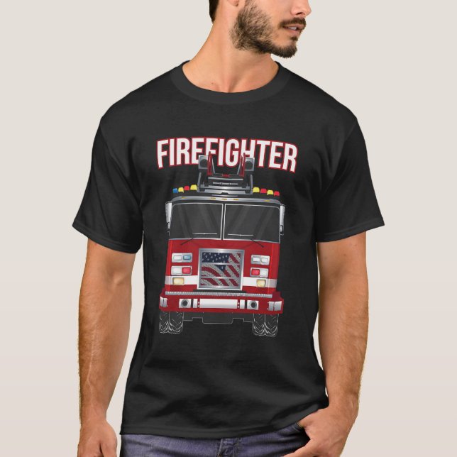 American Firefighter Boys Fire Department Lastbil  T Shirt (Framsida)