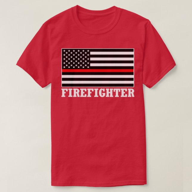 American Firefighter Fire Fighter FiremanUS Flagga T Shirt (Design framsida)