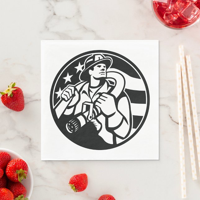 American Firefighter Hero fet Black and White Pappersservett (Skapare uppladdad)