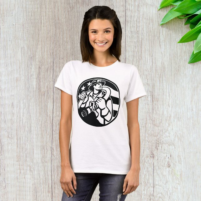 American Firefighter Hero fet Black and White T Shirt (Skapare uppladdad)