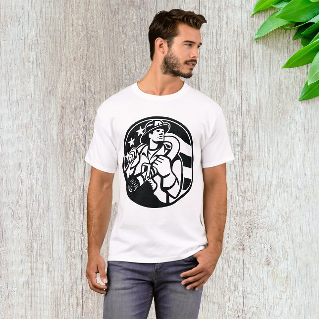American Firefighter Hero fet Black and White T Shirt (Skapare uppladdad)
