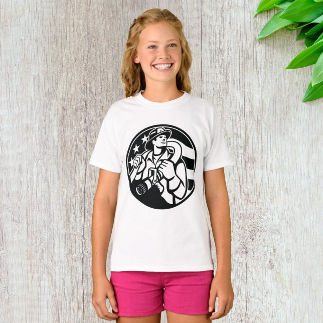 American Firefighter Hero fet Black and White T Shirt (Skapare uppladdad)