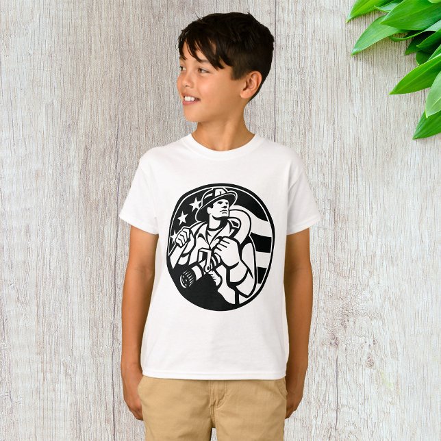 American Firefighter Hero fet Black and White T Shirt (Skapare uppladdad)