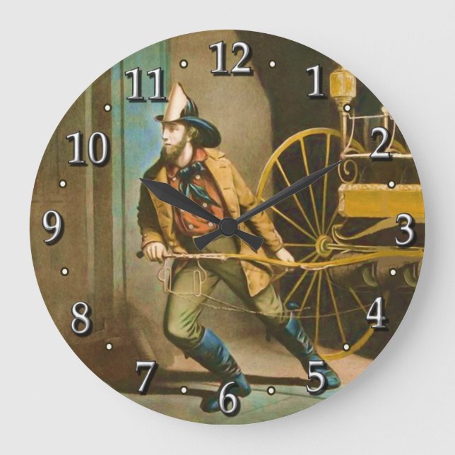 American Firefighter Stil 2 Clock Stor Klocka (Framsida)