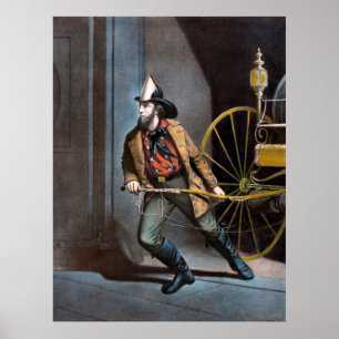 American Fireman 1858 Vintage affisch