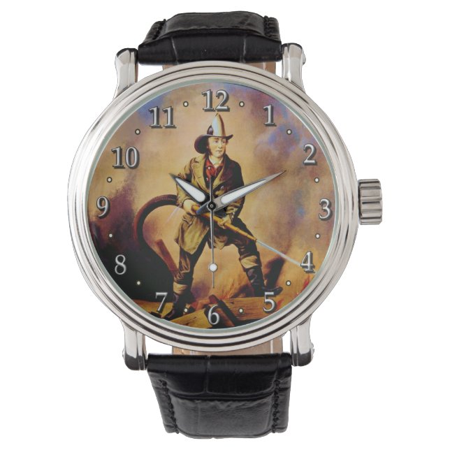 American Fireman Victorian Firefighter Stil 1 Armbandsur (Framsida)
