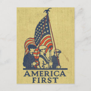 American First Patriots American Flagga Text Vykort